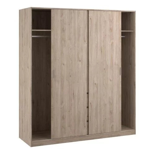 Classic Design High Gloss 2 Sliding Door Wardrobe with 3 Drawers - Jackson Hickory Oak