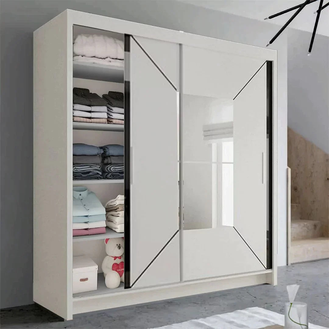 Bartholomew Mirrored Sliding Wardrobe - White