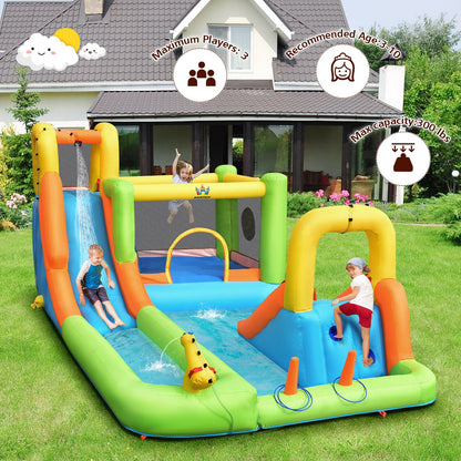 Inflatable Water Park Bounce House Double Water Slides Climbing