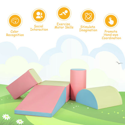 5-Piece Foam Baby Climb and Crawl Activity Play Set-Pink
