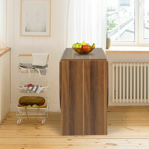 Wooden Folding Dining Table with 3 Convertible Shapes