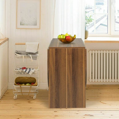 Wooden Folding Dining Table with 3 Convertible Shapes