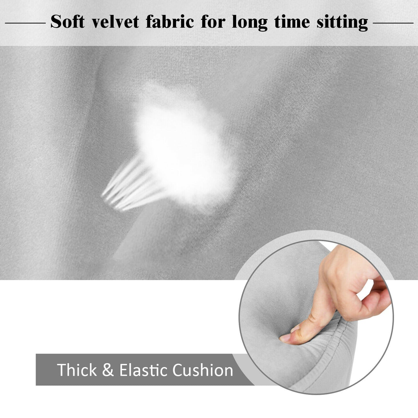 Round Velvet Stool with Hairpin Legs-Gray