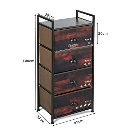 Wooden Storage Tower with 4 Drawer and Sturdy Steel Frame