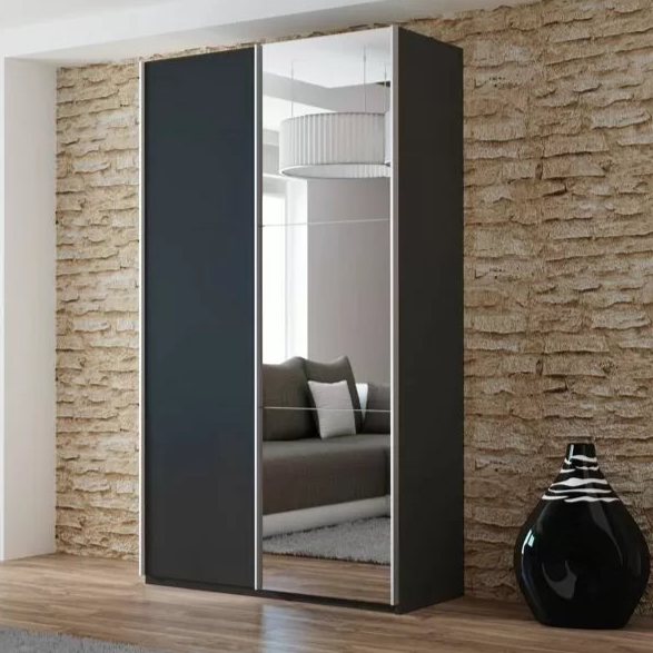 Lisa 2 Sliding Door Mirror Wardrobe White, Black, Grey