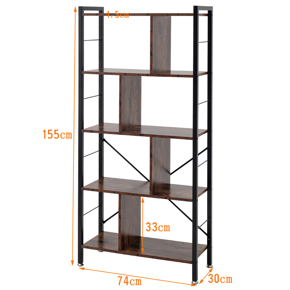 61'' H x 29'' W Steel Bookcase Industrial Bookshelf