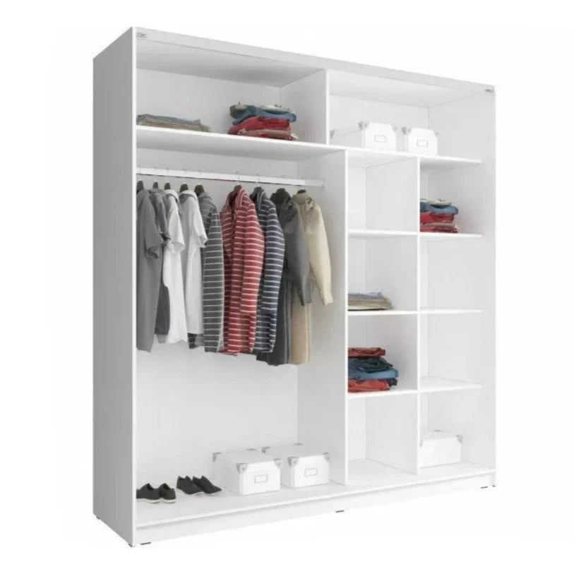 Merlin-I Mirrored 2-Door Sliding Wardrobe - White or Sonoma Oak