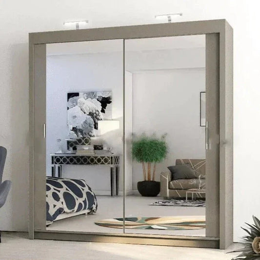 Full Mirrored Grey Sliding Wardrobe