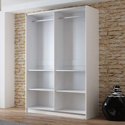 White Mirrored Sliding Door Wardrobe 150cm – OXFORD