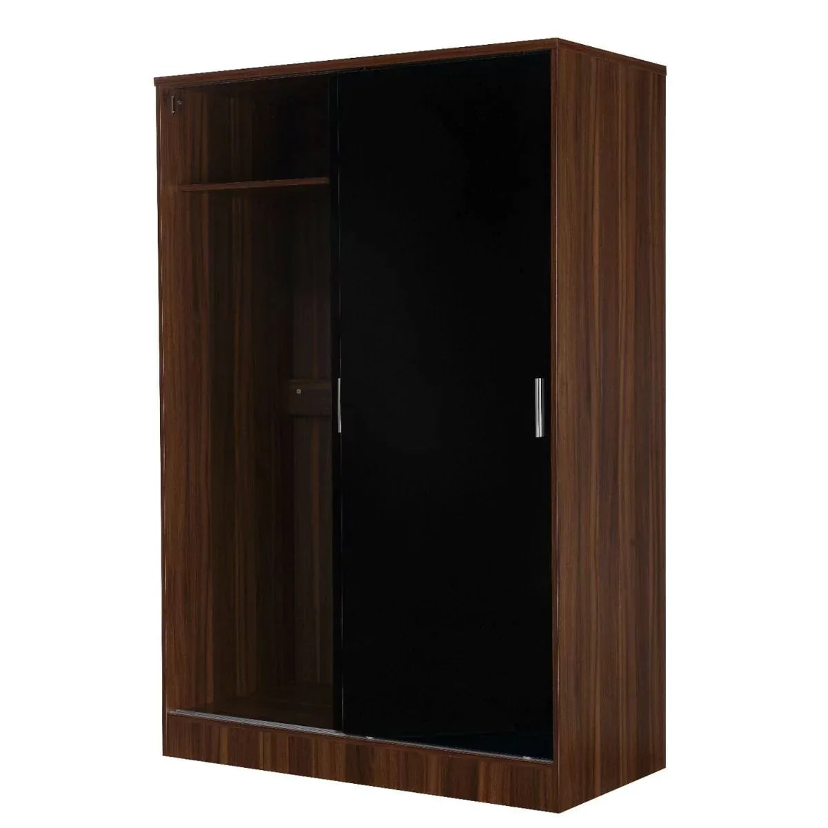 Reflect High Gloss XL 2 Door Sliding Wardrobe - Black & Walnut