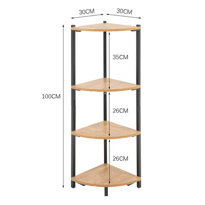 3/4 Shelves Triangle Corner Shelf Rack Bookcase Storage Unit