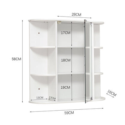 Bathroom Mirror Cabinets Wall Mounted One Door Storage Shelves Furniture White