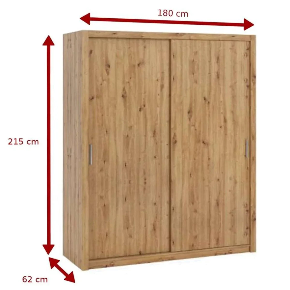 Bonito Sliding Door Wardrobe - 180 Gold Oak