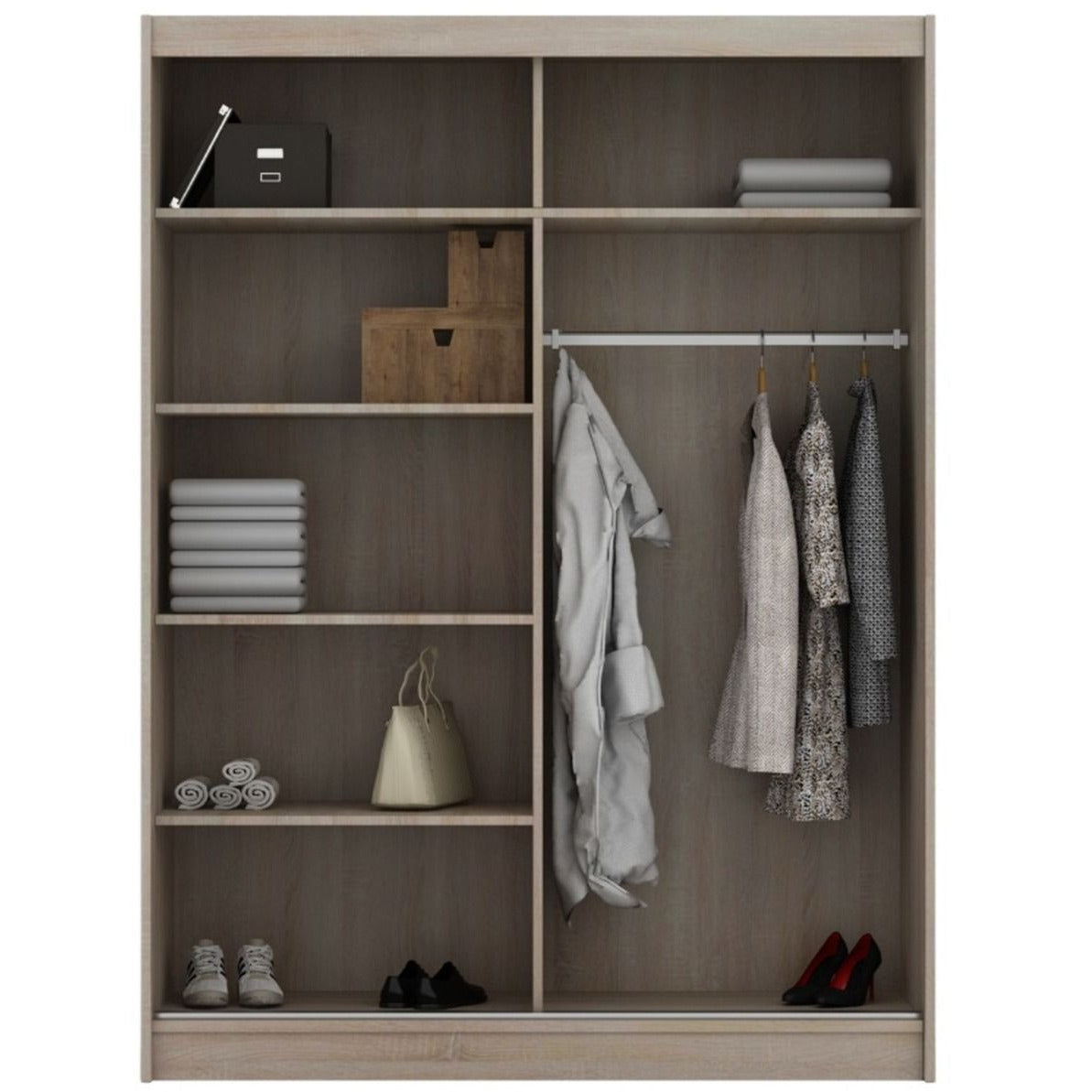 Infinite Oak High Gloss Sliding Door Wardrobe - 150cm and 180cm