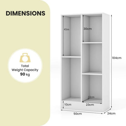 5-Cube Freestanding Storage Bookshelf with 2 Anti-Tipping Kits-White