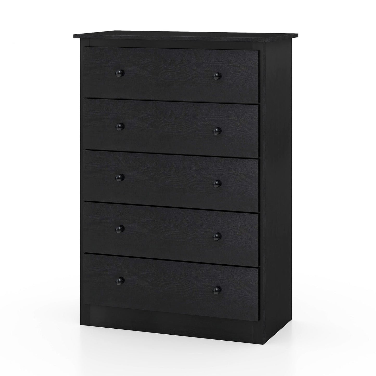 115cm Tall Wooden Storage Organizer Dresser with Metal Sliding Rails-Black