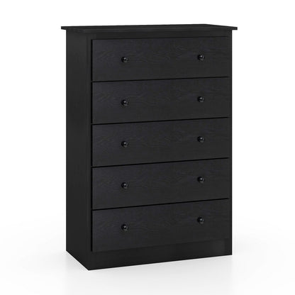 115cm Tall Wooden Storage Organizer Dresser with Metal Sliding Rails-Black