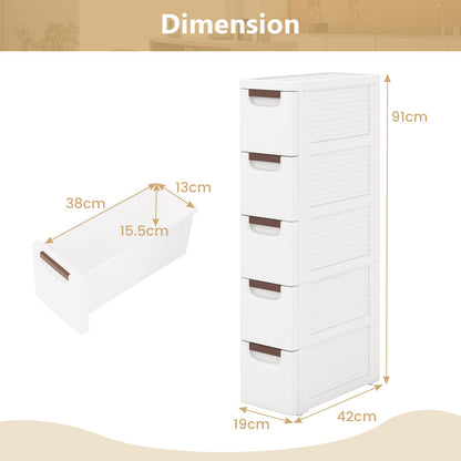 3/4/5/6-Drawer Narrow Storage Cabinet for Small Space-5-Tier