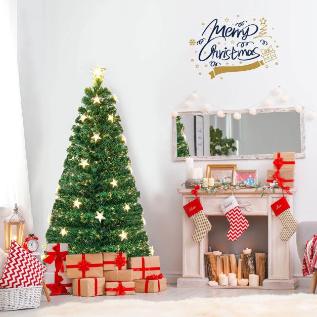 5/6FT Fiber Optic Artificial Christmas Tree with 21 Star LED Lights-5FT
