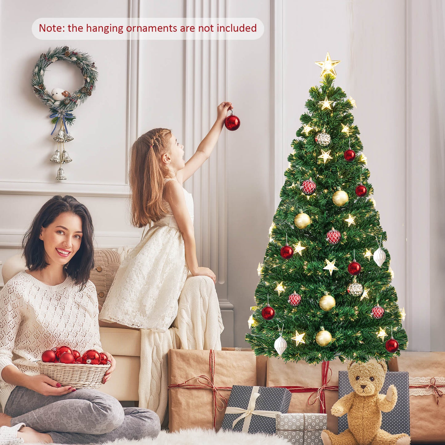 5/6FT Fiber Optic Artificial Christmas Tree with 21 Star LED Lights-5FT