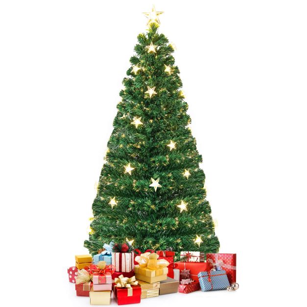 5/6FT Fiber Optic Artificial Christmas Tree with 21 Star LED Lights-5FT