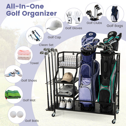 5-In-1 Golf Bag Storage Organizer with Storage Basket-Black