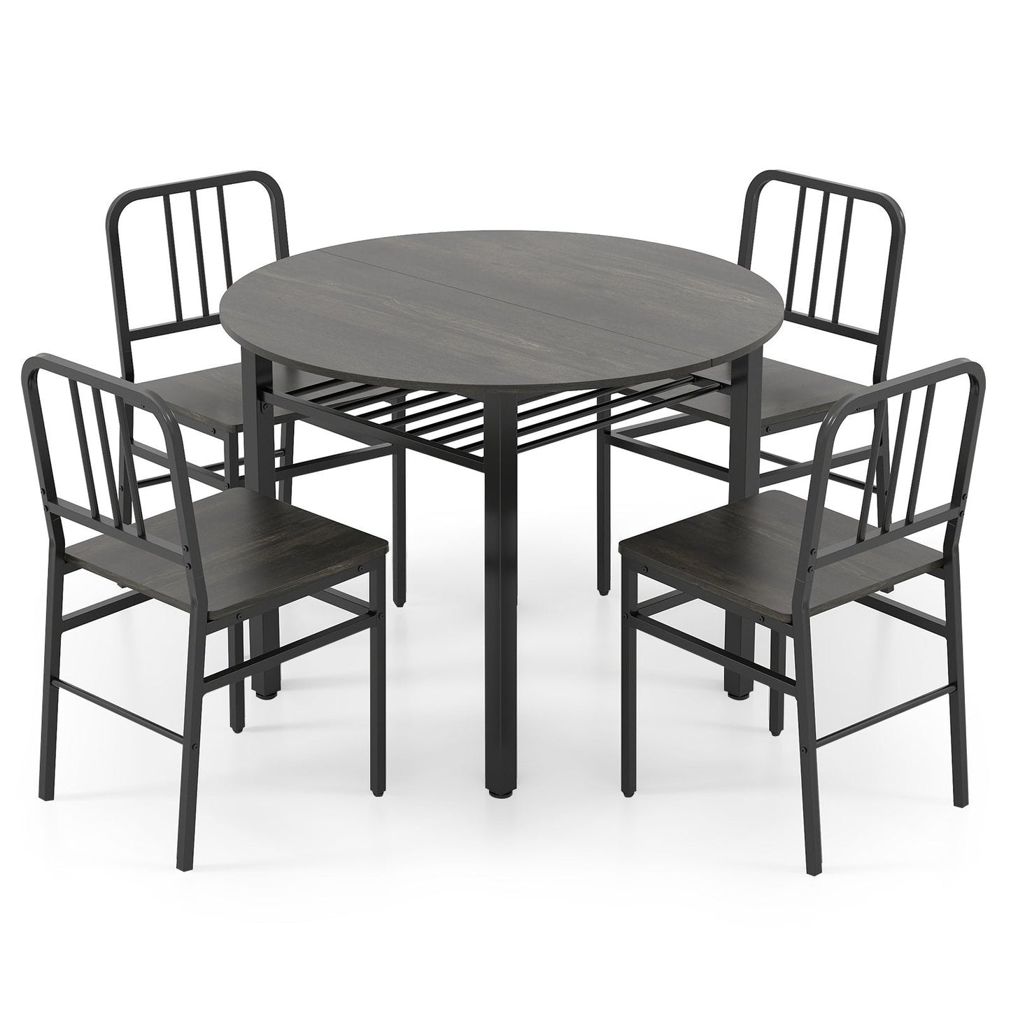 5 Piece Dining Table Set with Storage Rack for Dining Room