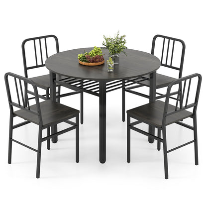 5 Piece Dining Table Set with Storage Rack for Dining Room