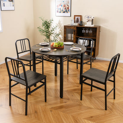 5 Piece Dining Table Set with Storage Rack for Dining Room