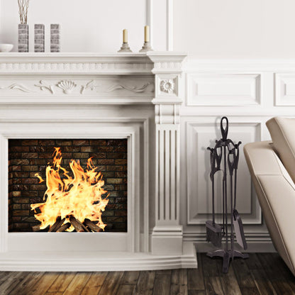 5 Piece High Quality Fire Companion Set Iron Fireplace Fireside Tools