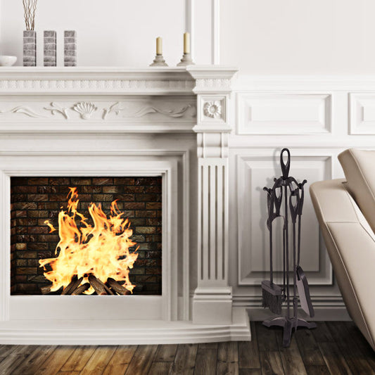 5 Piece High Quality Fire Companion Set Iron Fireplace Fireside Tools