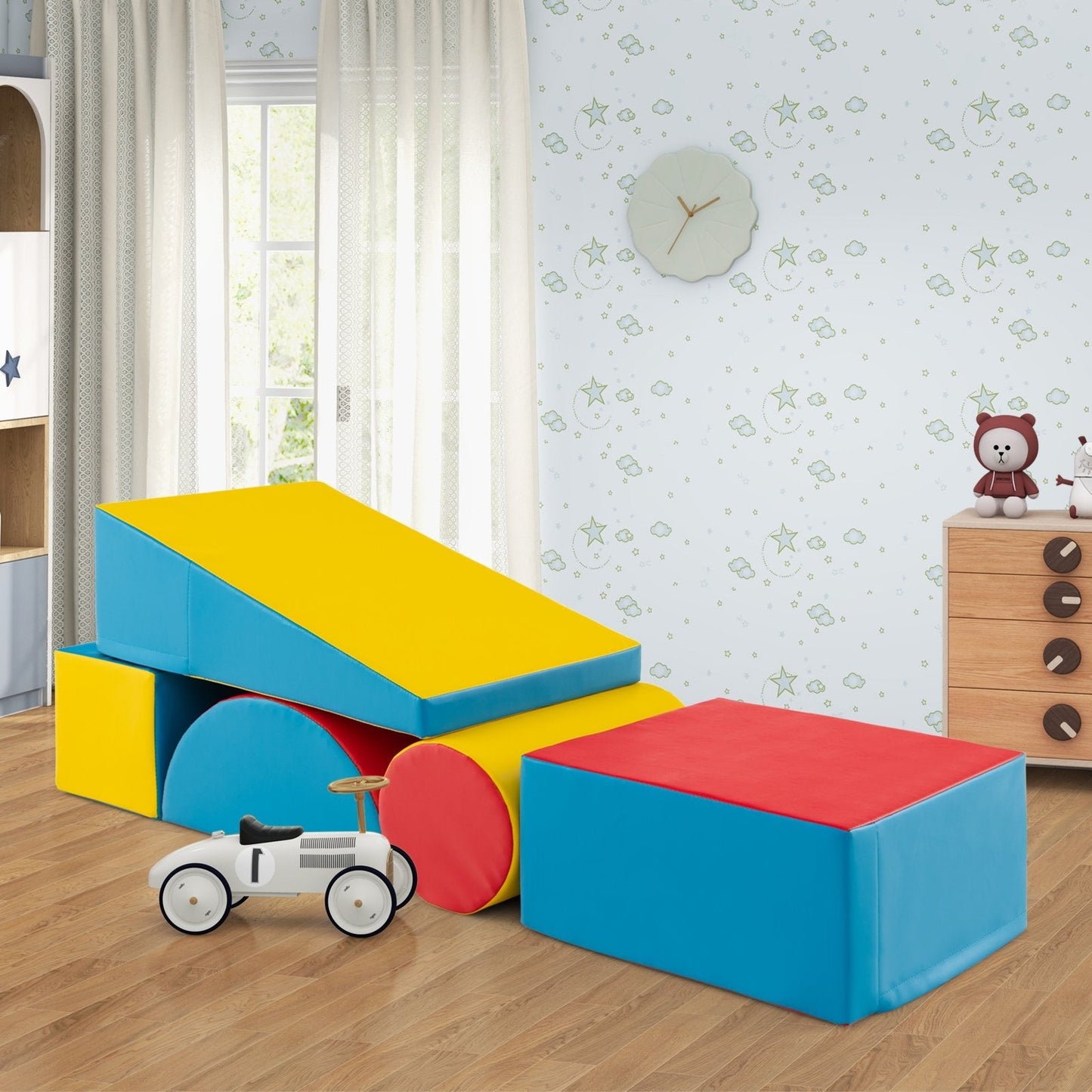 5-Piece Soft Waterproof Kids Climb and Crawl Activity Playset-Red