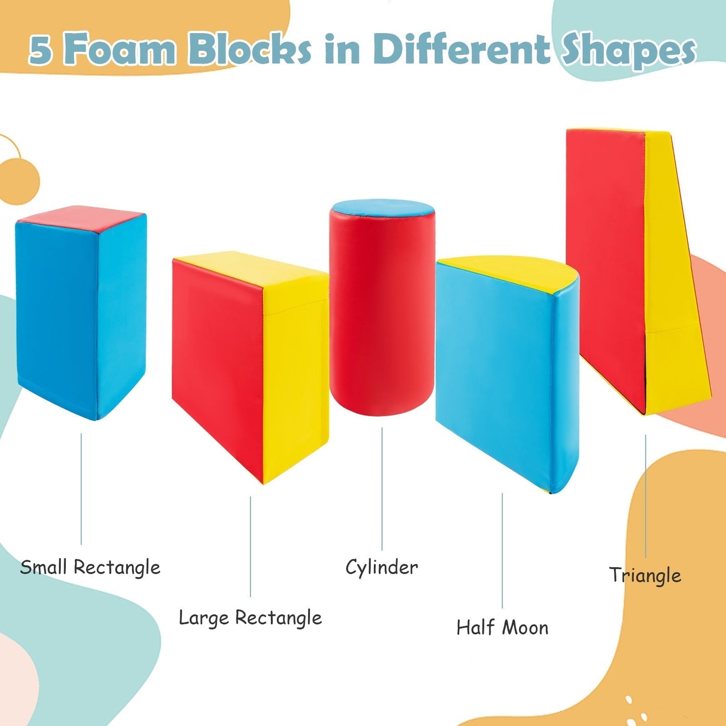 5-Piece Soft Waterproof Kids Climb and Crawl Activity Playset-Blue &amp; Red