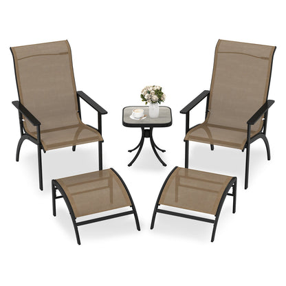 5 Pieces Adirondack Chair Set with Ottomans and Side Table-Coffee