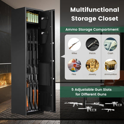 5-Rifle Long Heavy Duty Gun Cabinet with Digital Keypad