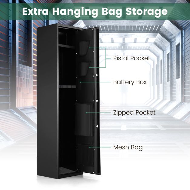 5-Rifle Long Heavy Duty Gun Cabinet with Digital Keypad