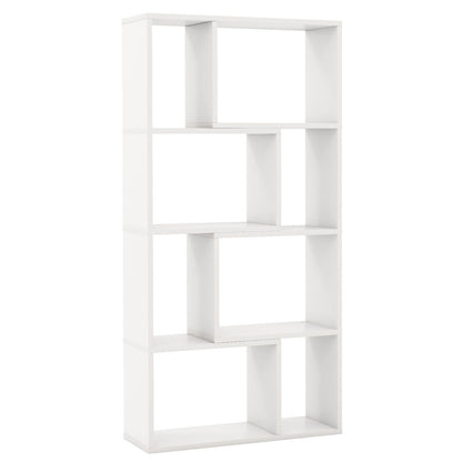 5-Tier Geometric Bookshelf with 8 Cubes Floor Standing Open Display White