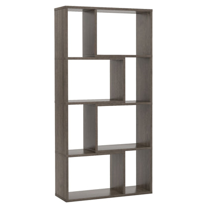 5-Tier Geometric Bookshelf with 8 Cubes Floor Standing Open Display Grey