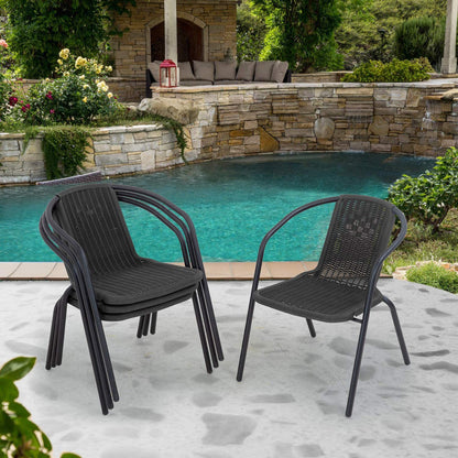 Set of 6 Stacking Patio Dining Side Chairs for All Weather Outdoor Bistro Garden