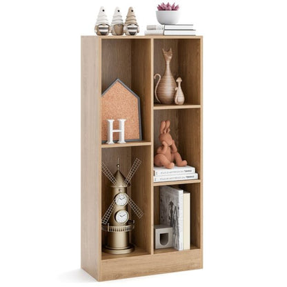5-Cube Freestanding Storage Bookshelf with 2 Anti-Tipping Kits-Natural
