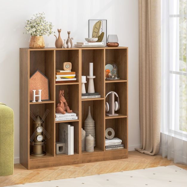 5-Cube Freestanding Storage Bookshelf with 2 Anti-Tipping Kits-Natural