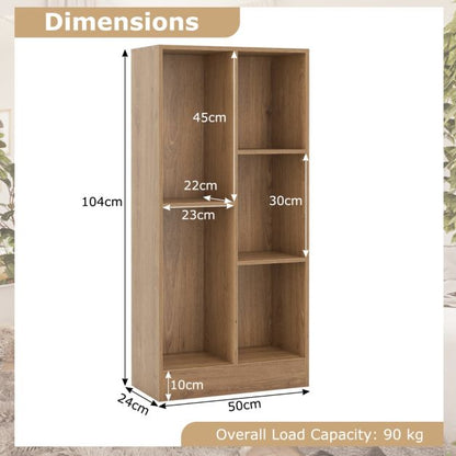 5-Cube Freestanding Storage Bookshelf with 2 Anti-Tipping Kits-Natural