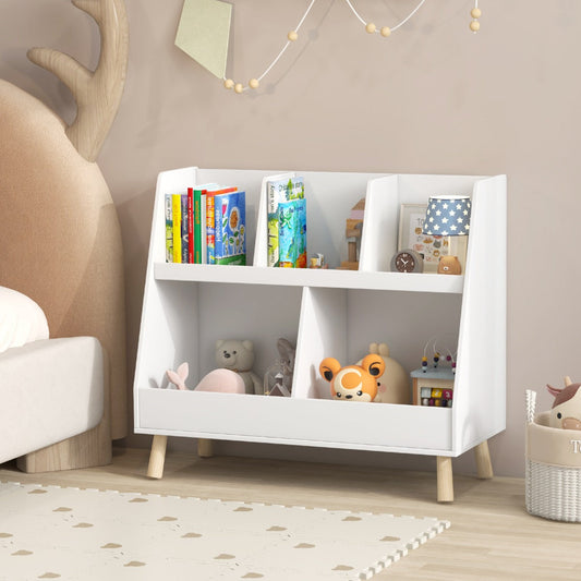 5-Cube Kids Bookshelf and Toy Organizer with Anti-Tipping Kits-White