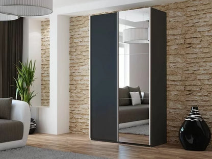 Lisa 2 Sliding Door Mirror Wardrobe White, Black, Grey