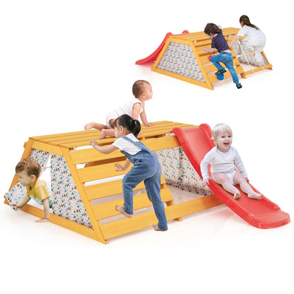 5-in-1 Jungle Gym with Slide and Rock Climbing Wall