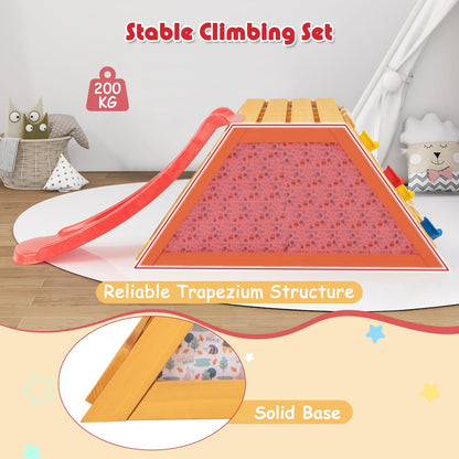 5-in-1 Jungle Gym with Slide and Rock Climbing Wall