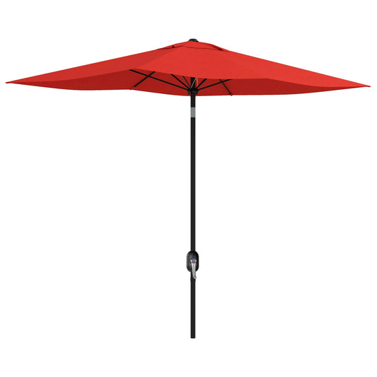 Outsunny 2 x 3(m) Parasol ogrodowy, prostokątny parasol przeciwsłoneczny na targowisko zewnętrzne z korbką i przyciskiem do nachylania, 6 żeber, aluminiowy drążek, bordowy