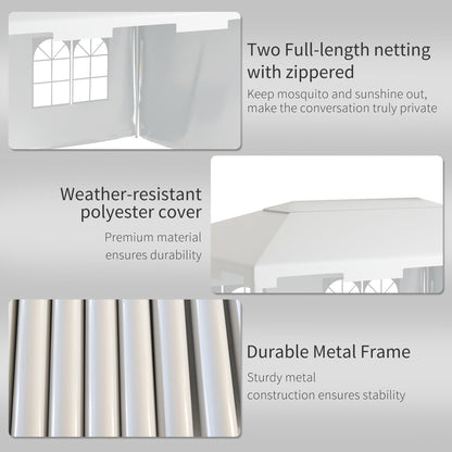 خيمة حفلات خارجية من Outsunny مقاس 3 × 4 متر مع جدارين جانبيين للفناء في الهواء الطلق، باللون الأبيض