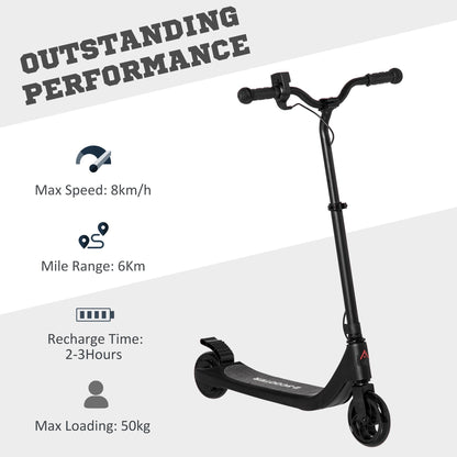 HOMCOM Electric Scooter, 120W Motor E-Scooter with Battery Display, Adjustable Height, Rear Brake for Ages 6+ Years - Black
