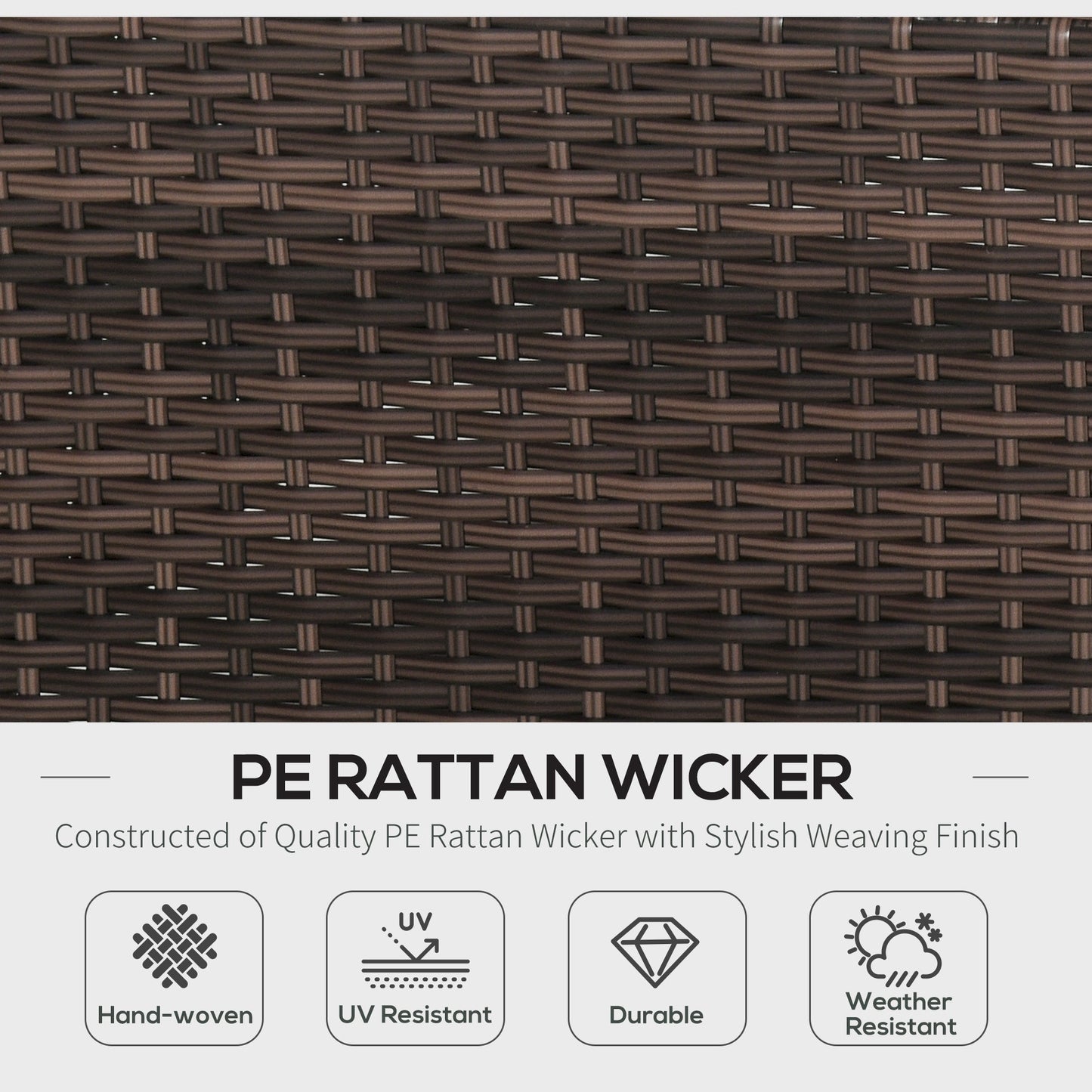 Outsunny Rattan Corner Sofa Set 4-Seater Outdoor Garden Sofa for Patio - Brown